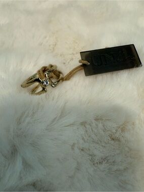 UNO de 50 Gold Tone Ring with Clear Crystal